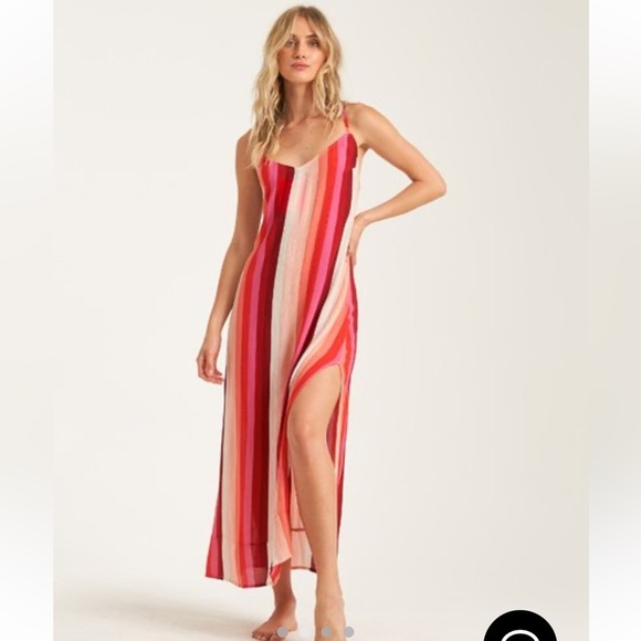 Billabong Pink/Red Striped Summer Maxi Dress - Picture 2 of 9